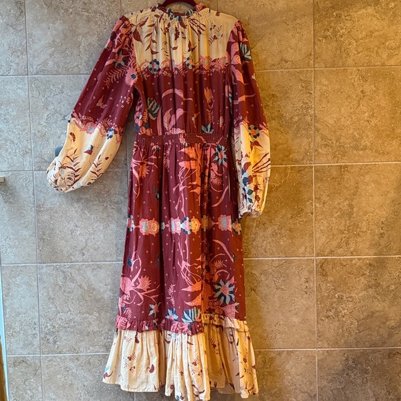 Othilia Carmela Maxi Dress Anthropologie Elastic Waist Long Sleeve Pockets L NWT - Picture 6 of 16